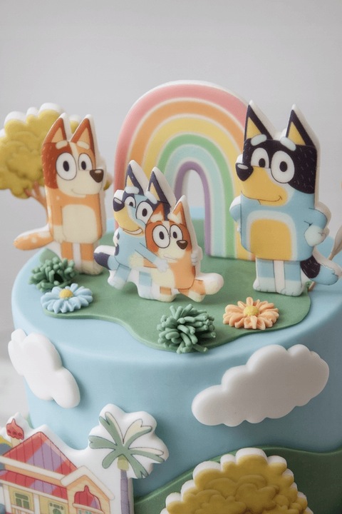 Wydruk Opłatek Tort Zestaw BLUEY 8 El + GRATIS Tabliczka Napisem BLUE