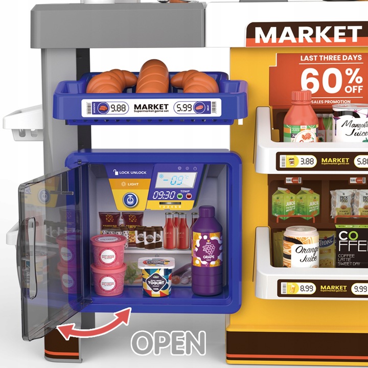 SUPERMARKET SKLEP OBROTOWA KASA dla Dzieci LODÓWKA KOSZYK MATADI