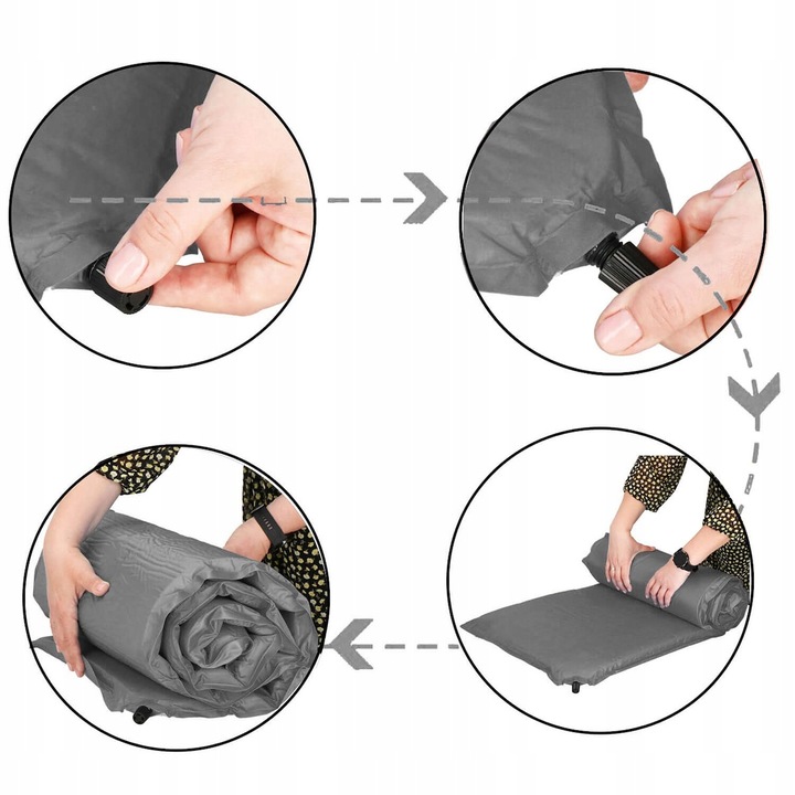 MATA SAMOPOMPUJĄCA KARIMATA 180x50cm MĘKKA SZARA GRUBA Z POKROWCEM MATERAC