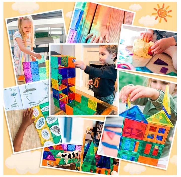 KLOCKI MAGNETYCZNE ŚWIECĄCY TOR KULKOWY 110 ELEMENTÓW KULODROM ZESTAW