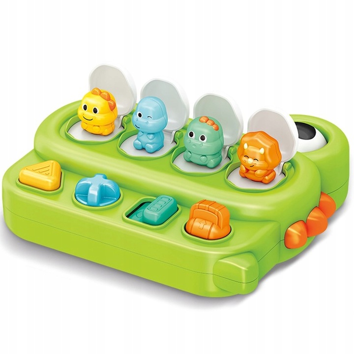 WSKAKUJĄCE KOLOROWE DINOZAURY ZABAWKA EDUKACJNA INTERAKTYWNA POP-UP WOOPIE