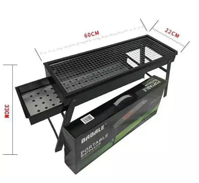 GRILL TURYSTYCZNY SKŁADANY OGRODOWY PRZENOŚNY KEMPINGOWY WĘGLOWY DUŻY 60CM