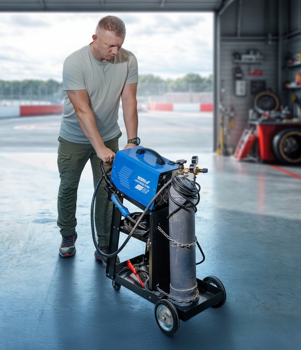 Wózek spawalniczy DEDRA do spawarki Półka na butle Stabilny Mobilny 4 półki
