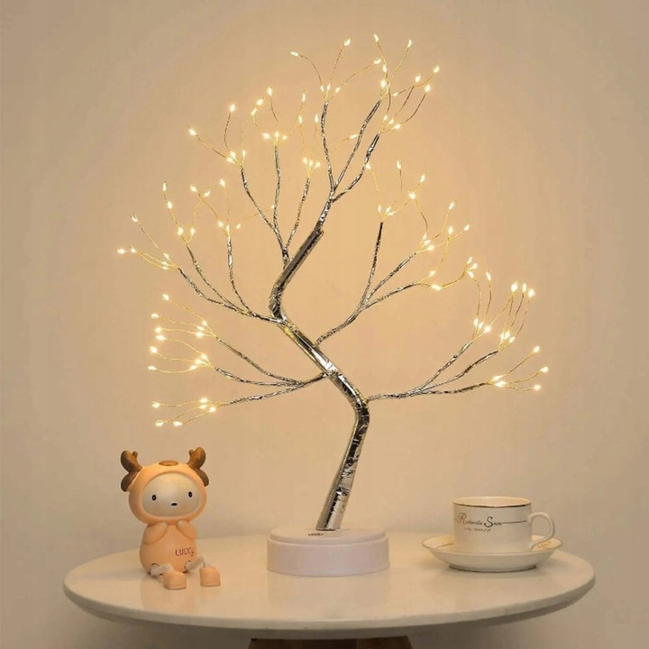 DRZEWKO ŚWIĄTECZNE OZDOBNE ŚWIECĄCE LED 50 CM LAMPKA NOCNA DEKORACJA USB