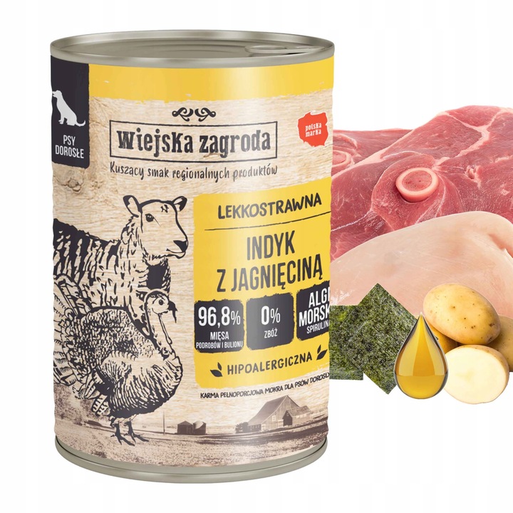 WIEJSKA ZAGRODA PET REPUBLIC Karma mokra dla psa MIX Smaków 12 x 400g