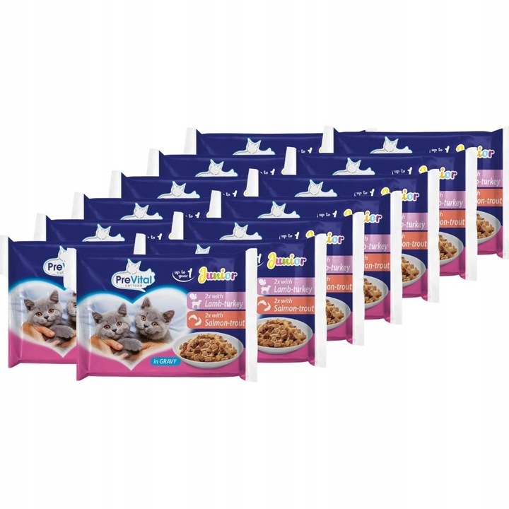 KARMA MOKRA DLA KOTA PREVITAL JUNIOR 52 X 100G SASZETKI DLA KOCIĄT MIX