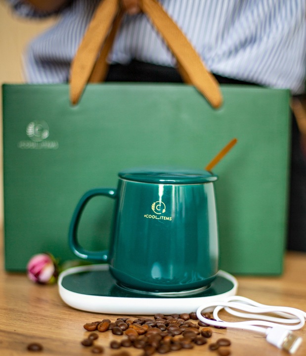 KUBEK DO KAWY HERBATY PODGRZEWACZ USB ŁYŻKA KABEL PREZENT DLA NAUCZYCIELA