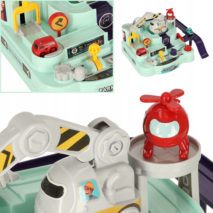 MEGA INTERAKTYWNY TOR PRZESZKÓD WYŚCIGOWY 2 GRACZY POJAZDY + HELIKOPTERY