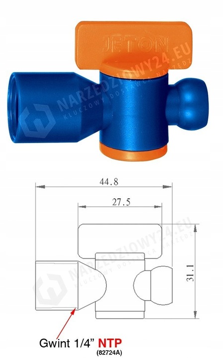 Przewód do chłodziwa z dyszą i zaworem 1/4"