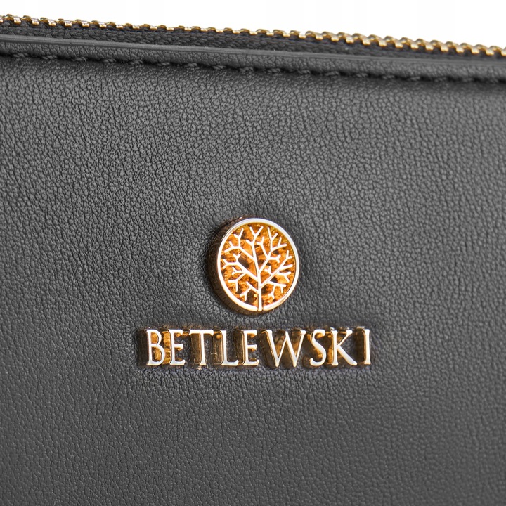 BETLEWSKI Mała torebka wizytowa kopertówka dwa paski wygodna sztywna