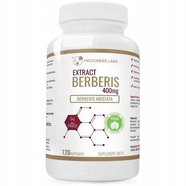 Berberys Extract Korzeń 400mg Berberyna Produkt Vege 120kap. Progress Labs