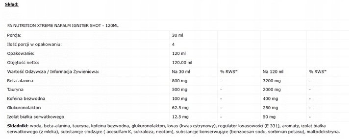 FA NAPALM IGNITER JUICE SHOT 12 X 120ML Exotic.