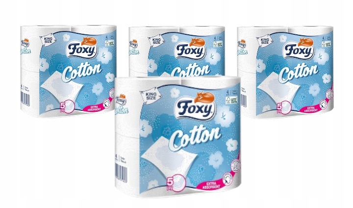Papier toaletowy Foxy Cotton gruby 5 warstw ZESTAW 16 rolek