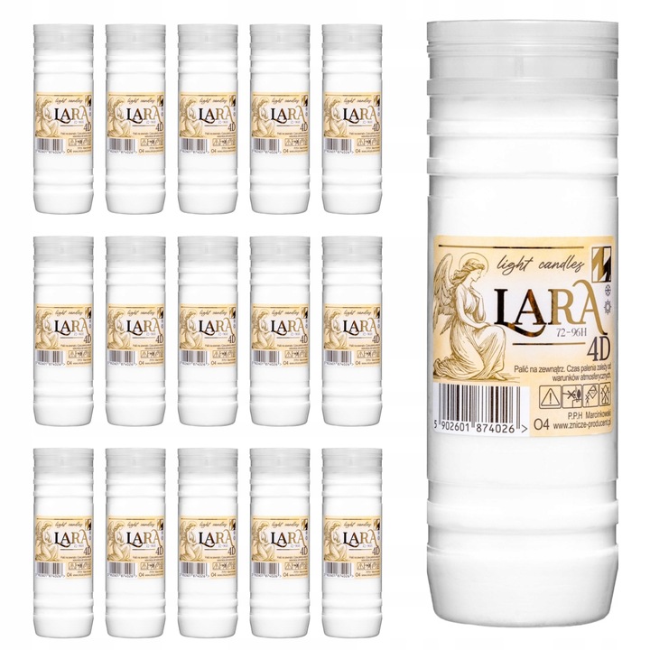 Wkłady do Zniczy 20 SZTUK parafinowe 4 DNI 17 cm parafina CAŁOROCZNE