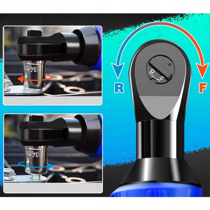 Elektryczny Klucz Akumulatorowa Udarowy Grzechotką 3/8'' 2 AKU & 7 Gniazda