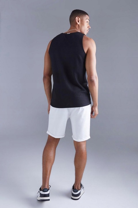 3D6A76 P28 BOOHOOMAN CZARNA KOSZULKA Z TEKSTURĄ L