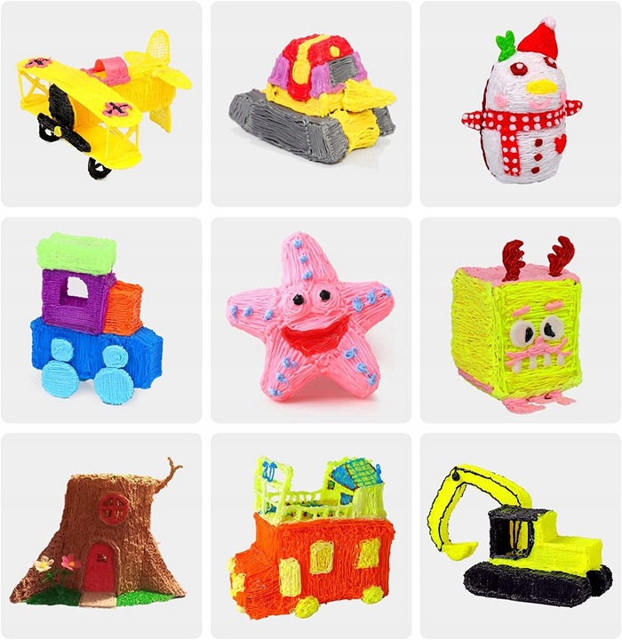 DŁUGOPIS 3D DRUKARKA DLA DZIECI / MEGA ZESTAW FILAMENT WKŁADY KOLOROWE 110M