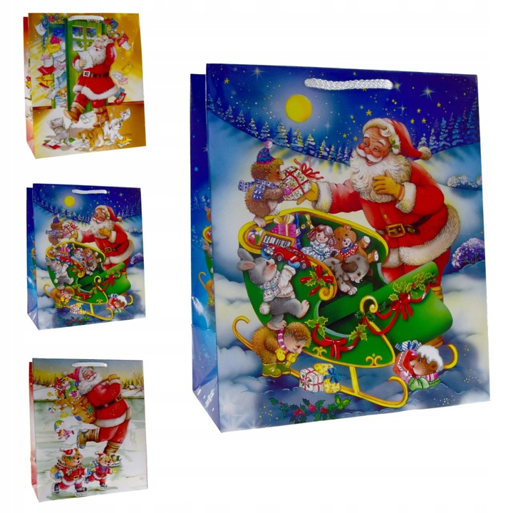 TOREBKI prezentowe ŚWIĄTECZNE TORBA prezenty ŚWIĘTA MIKOŁAJ 20x11x24cm x10