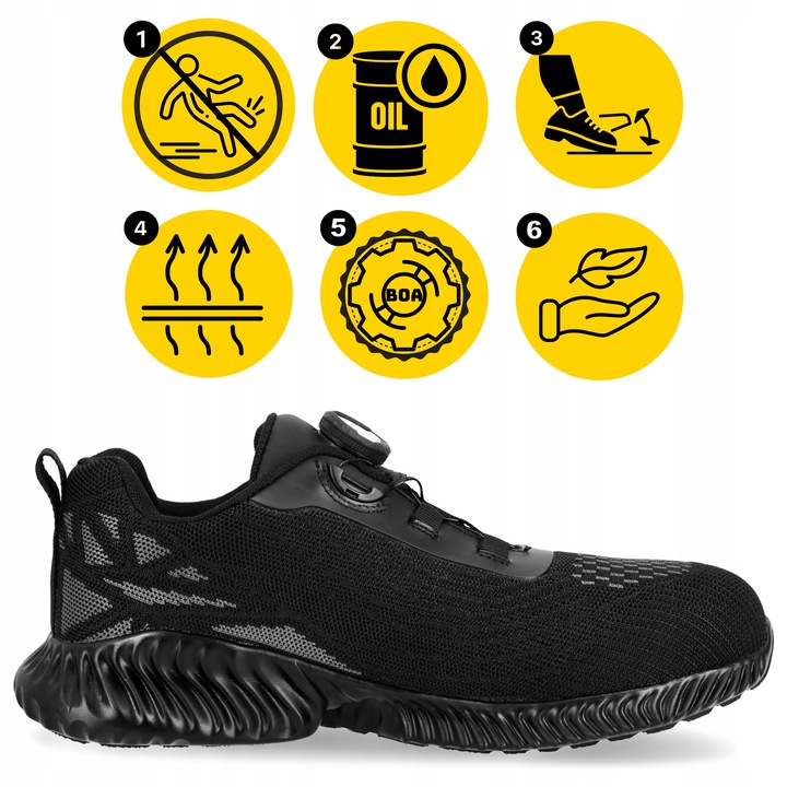Buty robocze męskie Półbuty Siatkowe BOA z Noskiem BHP Oddychające Lekkie