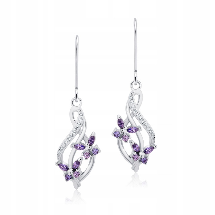 Kolczyki Srebrne Wiszące SREBRO 925 z Cyrkoniami dla Żony Grawer GRATIS