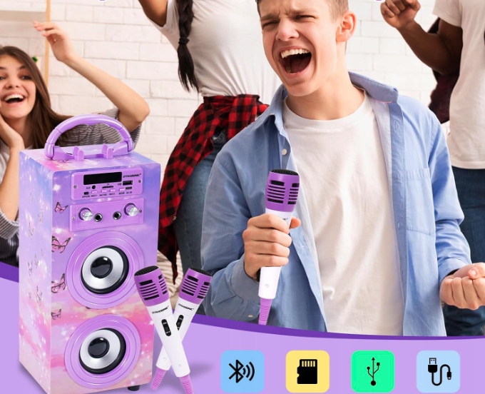 DYNASONIC BLUETOOTH KARAOKE Z MIKROFONEM GŁOŚNIK PREZENT DLA DZIECKA