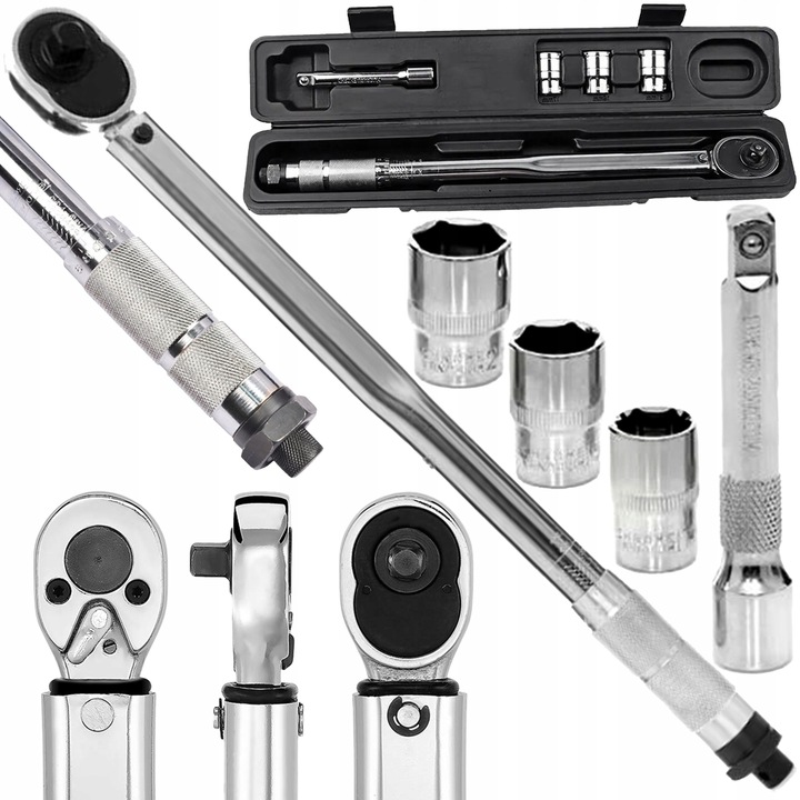 KLUCZ DYNAMOMETRYCZNY 1/2" 28-210NM + 3 CHROMOWANE NASADKI 17 19 21mm