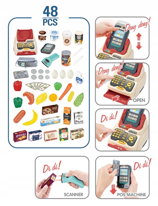 LT184 SUPERMARKET Z TERMINALEM PŁATNICZYM DUŻY SKLEP DLA DZIECI KASA WÓZEK