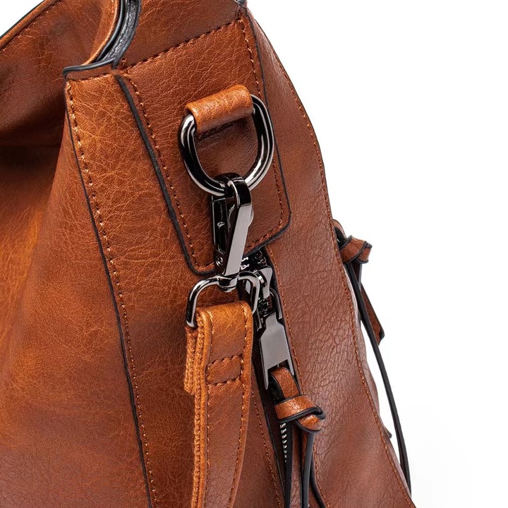 Torebka BRĄZOWA Pojemna Damska Eko Skóra na Zamek A4 Duża TORBA