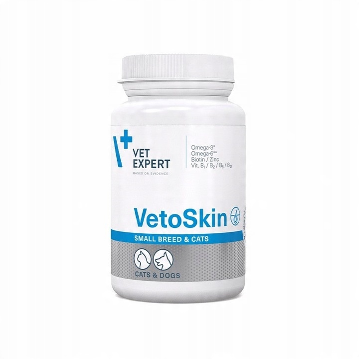 Suplement dla psów małych ras i kotów na sierść VET EXPERT VetoSkin 60 kaps