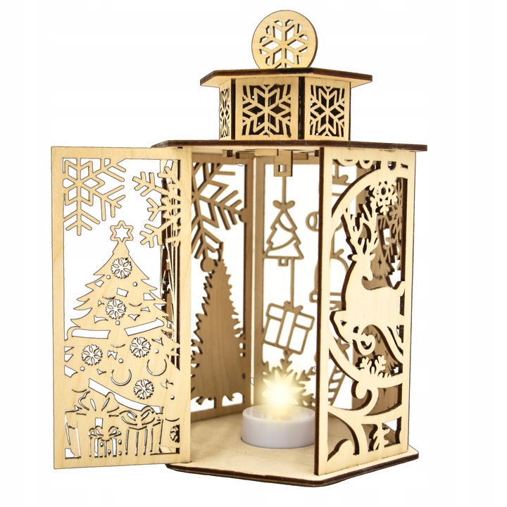 Lampion Adwentowy drewniany LATARENKA roraty ADWENT LAMPKA LED XL