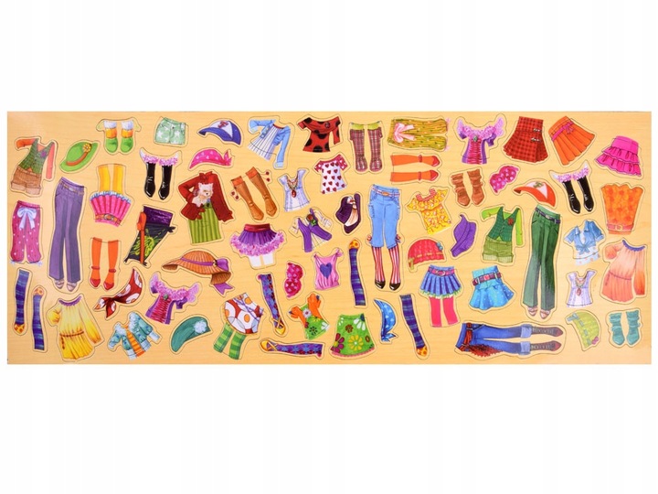 Drewniane Puzzle magnetyczne Ubranka Moda stylizacje 4 modelki ZA4807