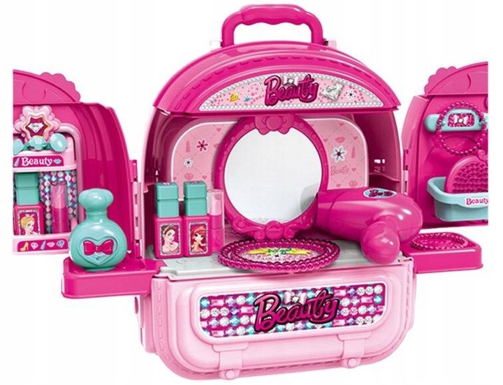 Lalka w Domku salon piękności dla dzieci toaletka 3w1 dla 3 4 5 6 7 latki