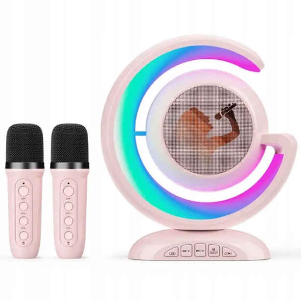 Bezprzewodowy Zestaw do Karaoke Głośnik Bluetooth + 2 Mikrofony dla Dzieci