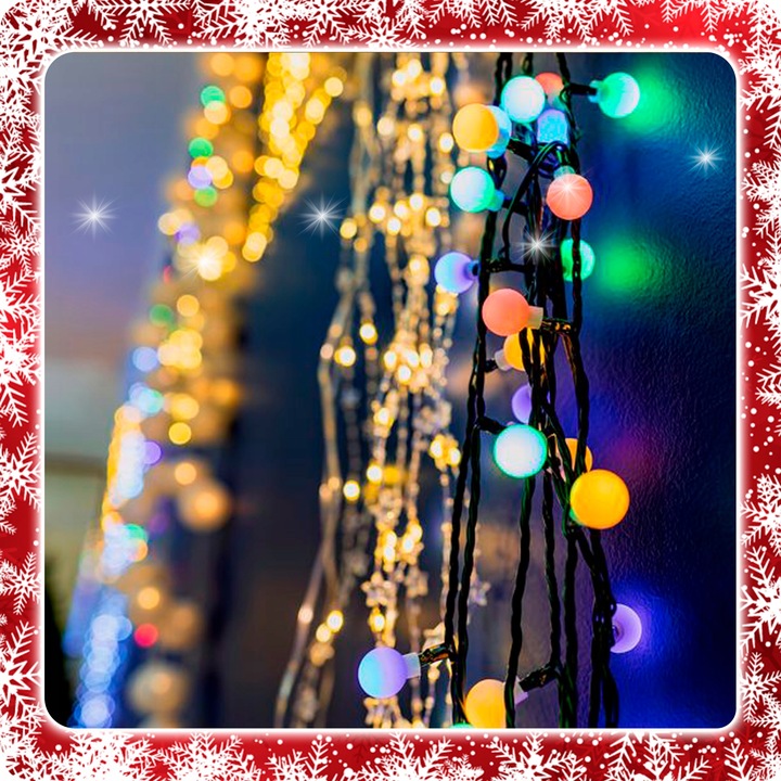 LAMPKI CHOINKOWE KULKI 200LED ZEWNĘTRZNE WEWNĘTRZNE MULTIKOLOR MAT BAJKOWE