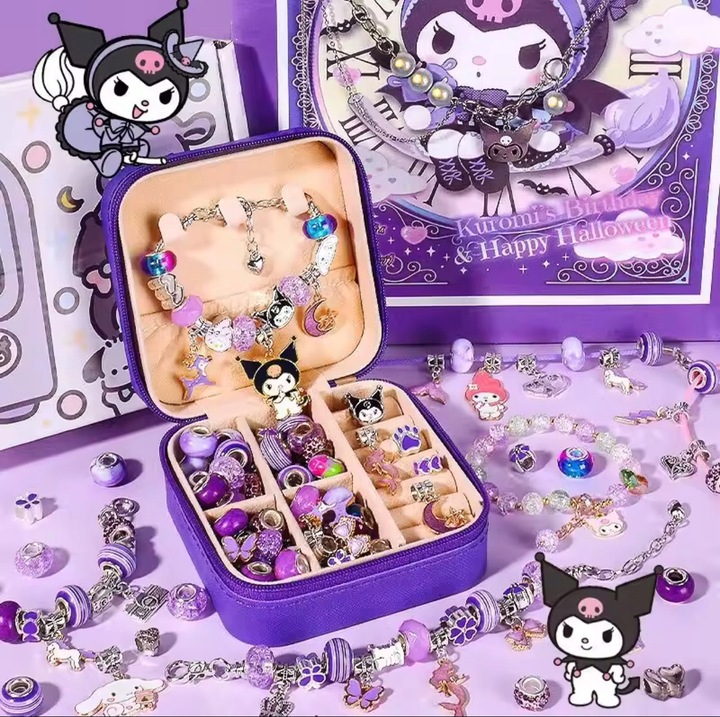 DUZY ZESTAW X2 CHARMS KUROMI 72EL DO ROBIENIA BRANSOLETEK +PUDELKO PREZENT