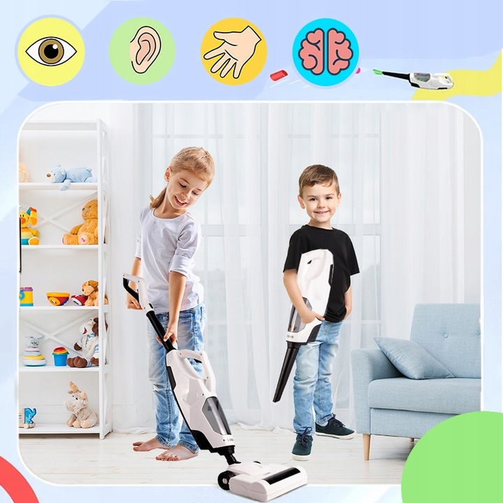 ODKURZACZ PIONOWY DLA DZIECI BEZPRZEWODOWY Z FUNKCJĄ SSANIA Z DŹWIĘKIEM 2w1