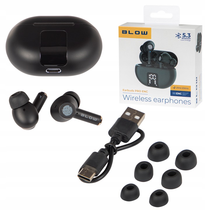 SŁUCHAWKI BEZPRZEWODOWE DOUSZNE BLUETOOTH ANC MIKROFON GAMINGOWE POWERBANK