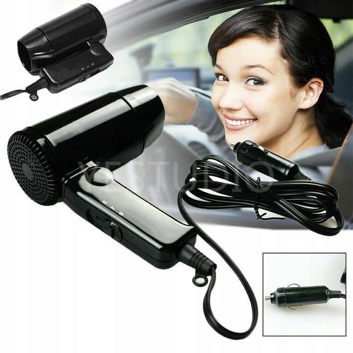 SUSZARKA DO WŁOSÓW, PRZENOŚNA SUSZARKA DO WŁOSÓW 12 V NA GORĄCO I ZIMNO