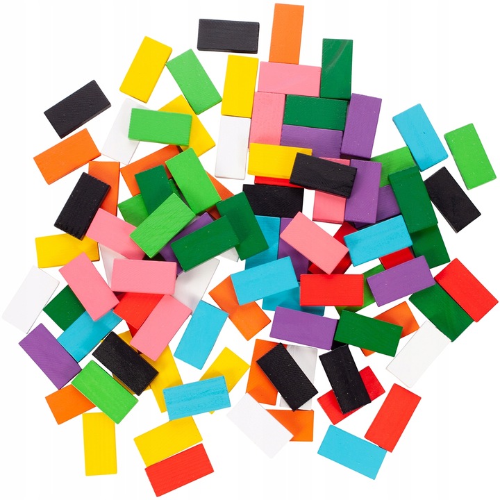 KLOCKI DOMINO KOLOROWE DREWNIANE EDUKACYJNE GRA ZRĘCZNOŚCIOWA 200 ELEMENTÓW
