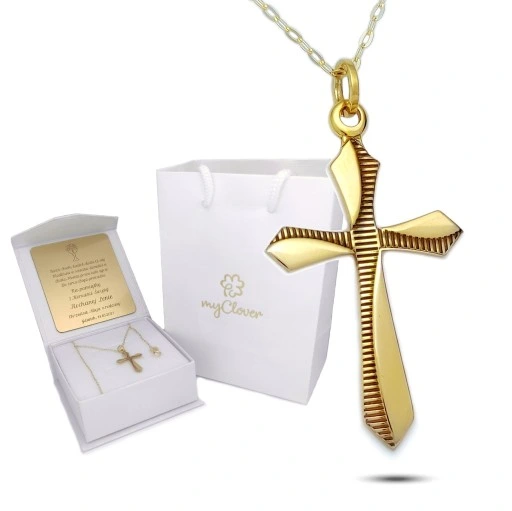 ZŁOTY KRZYŻYK ŁAŃCUSZEK 333 NA KOMUNIĘ CHRZEST