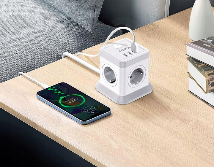 LISTWA ANTYPRZEPIĘCIOWA KOSTKA OCHRONNA 7w1 !! 4 GNIAZDKA + 3 USB JAKOŚĆ !!