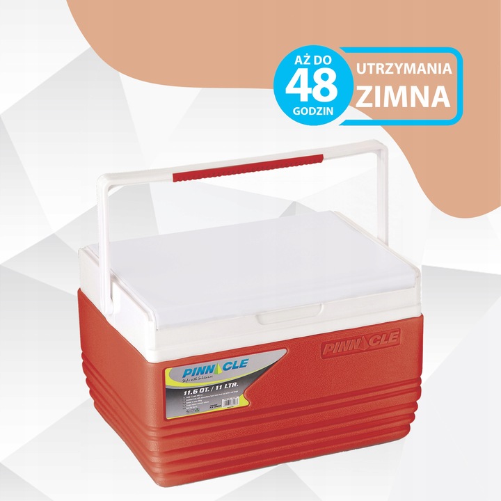 Pojemna lodówka na piknik Pinnacle TPX 6007 11L czerwona + 2 wkłady T1000