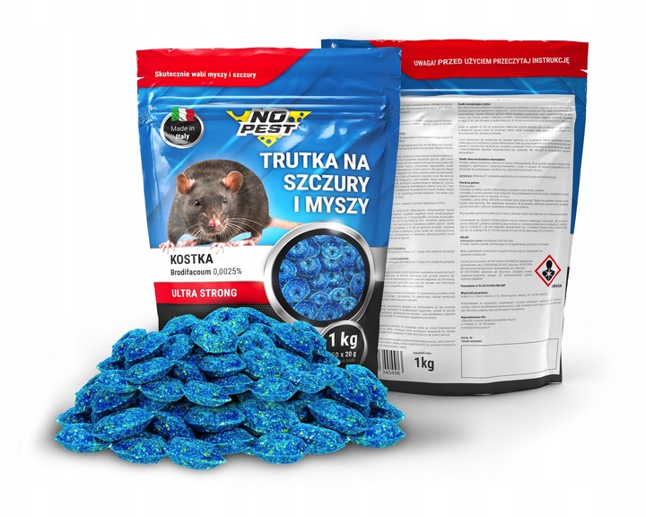 ULTRA MOCNA KOSTKA TRUTKA NA SZCZURY I MYSZY NO PEST BRODIFAKUM 1KG