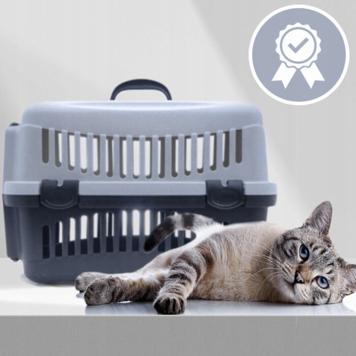 TRANSPORTER DLA PSA KOTA KRÓLIKA KLATKA KOJEC BOX DUŻY SZARY SOLIDNA