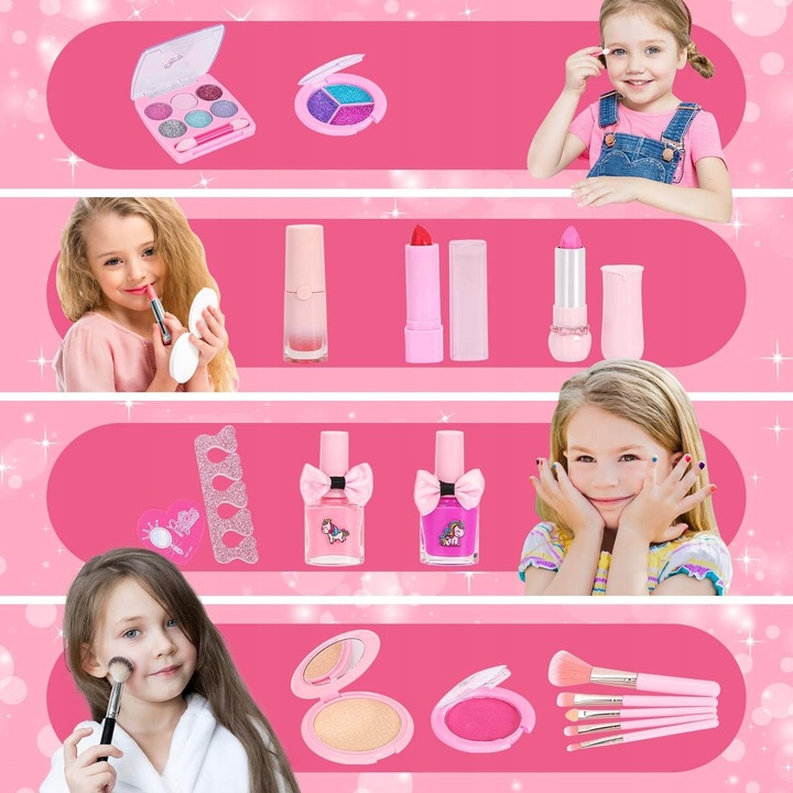 KUFEREK ZESTAW KOSMETYKI DO MAKIJAŻU PAZNOKCI JEDNOROŻEC MAKEUP DLA DZIECI