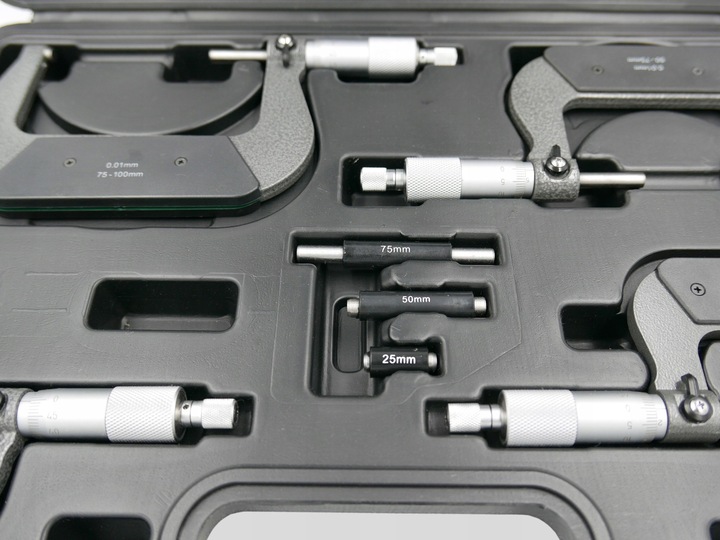 MIKROMETRY 0-100 mm ZESTAW 4x MIKROMETR ZEWNĘTRZNY