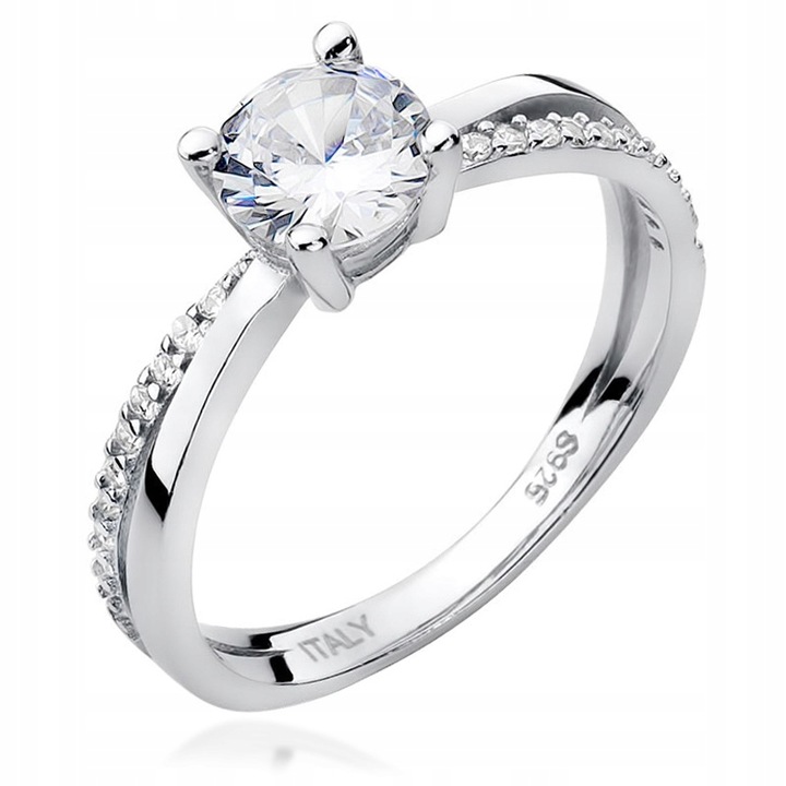 PIĘKNY SREBRNY PIERŚCIONEK 925 z CYRKONIAMI r.10