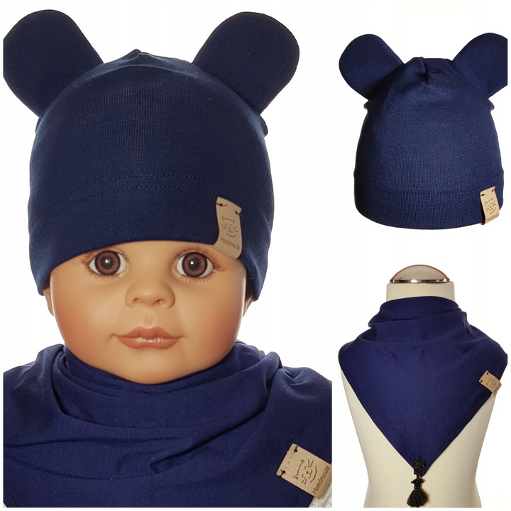 KOMPLET CHŁOPIECY CZAPKA MIKI + CHUSTKA CZAPECZKA CHUSTECZKA 3-12 MC 4WZORY