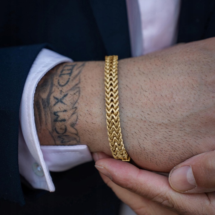 Bransoletka męska ze stali szlachetnej SERASAR [Franco] - Złota - 20cm