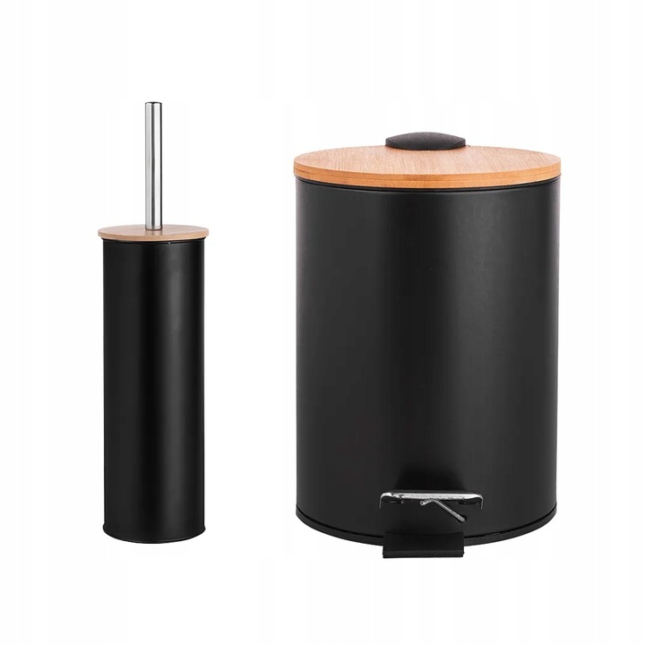 Zestaw akcesoriów łazienkowych kosz i szczotka do WC Altom Design czarny